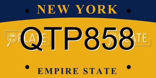 QTP858 New York License Plate