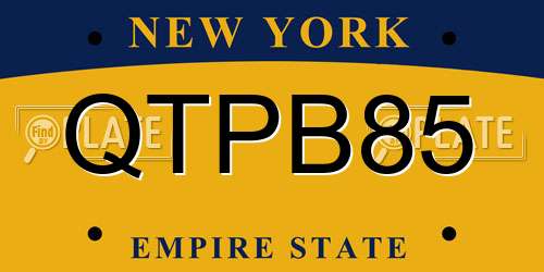 QTPB85 New York License Plate