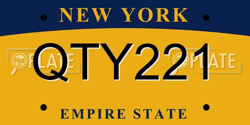QTY221 New York License Plate