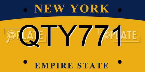 QTY771 New York License Plate
