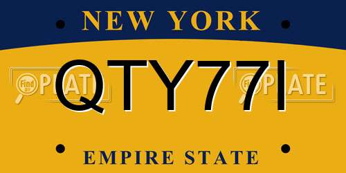 QTY77I New York License Plate