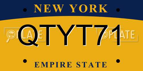 QTYT71 New York License Plate