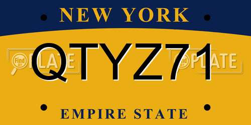 QTYZ71 New York License Plate