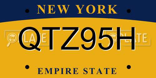 QTZ95H New York License Plate