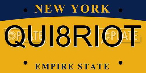 QUI8RIOT New York License Plate