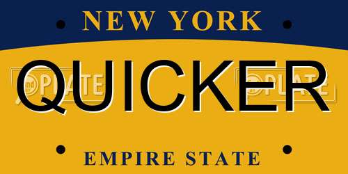 QUICKER New York License Plate