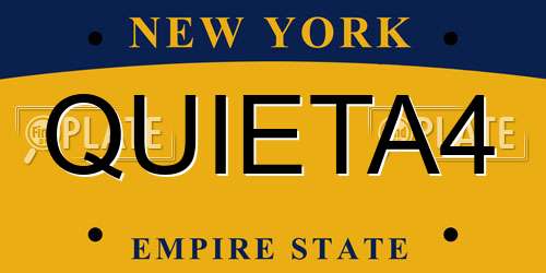 QUIETA4 New York License Plate