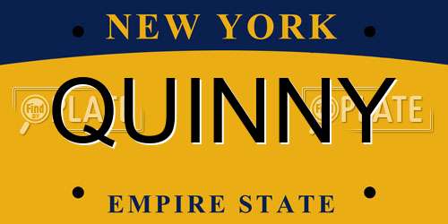 QUINNY New York License Plate