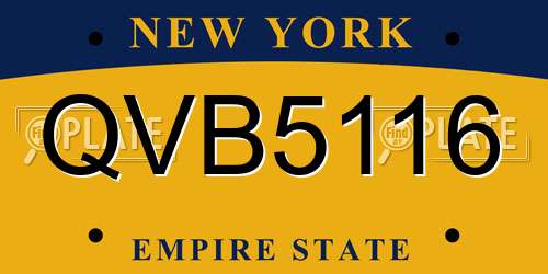 QVB5116 New York License Plate