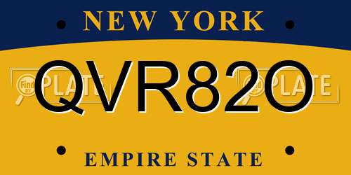 QVR82O New York License Plate
