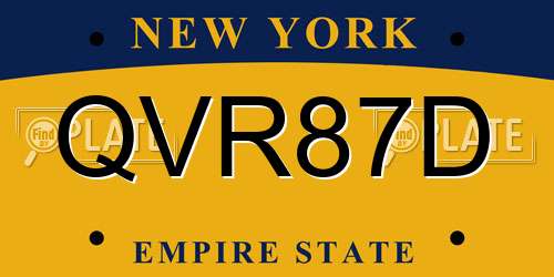 QVR87D New York License Plate