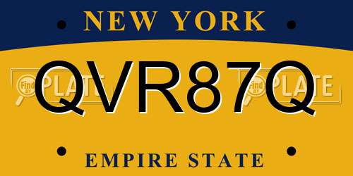 QVR87Q New York License Plate