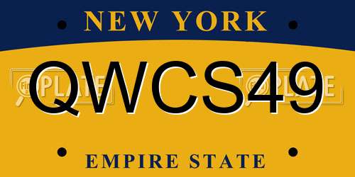 QWCS49 New York License Plate