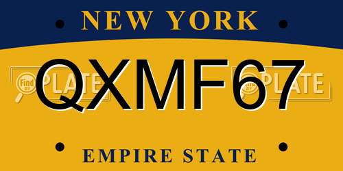 QXMF67 New York License Plate