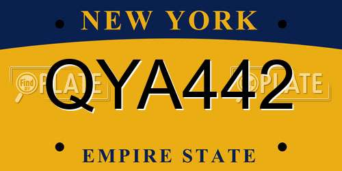 QYA442 New York License Plate