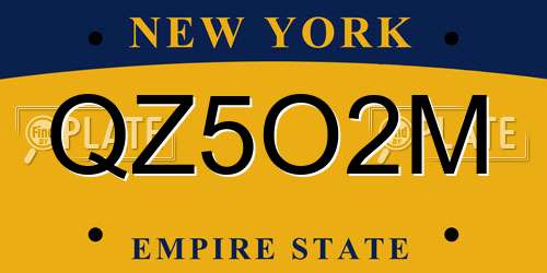 QZ5O2M New York License Plate
