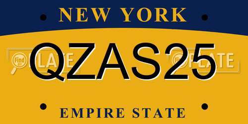 QZAS25 New York License Plate