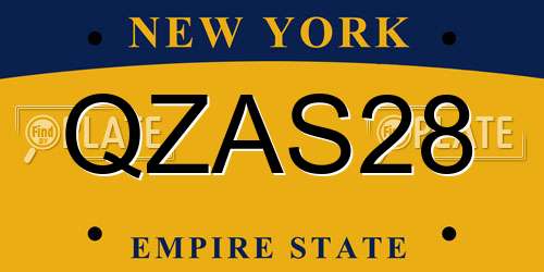 QZAS28 New York License Plate