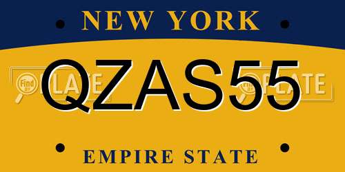 QZAS55 New York License Plate