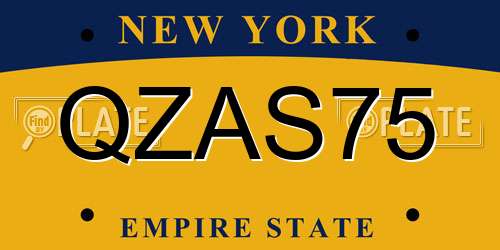 QZAS75 New York License Plate