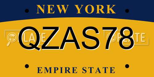 QZAS78 New York License Plate