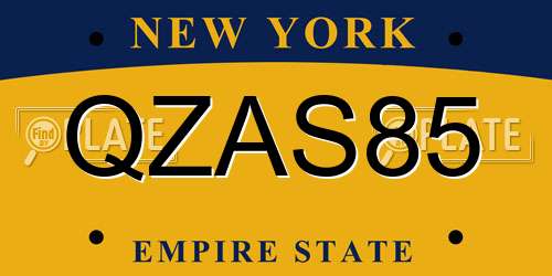 QZAS85 New York License Plate