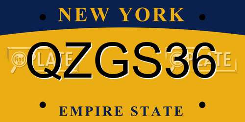 QZGS36 New York License Plate