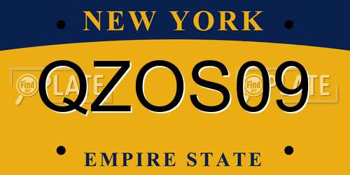 QZOS09 New York License Plate