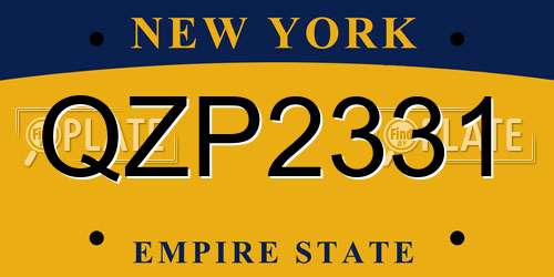 QZP2331 New York License Plate
