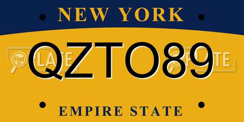 QZTO89 New York License Plate