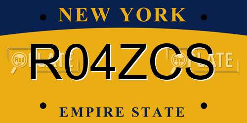 R04ZCS New York License Plate