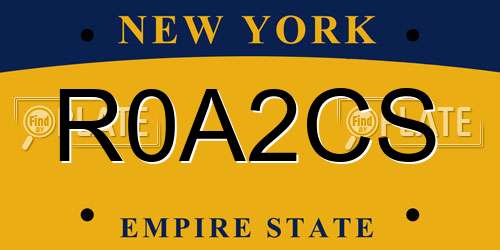 R0A2CS New York License Plate