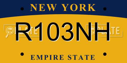 R103NH New York License Plate