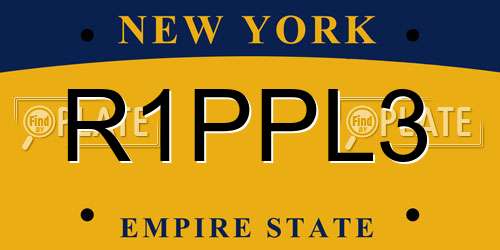 R1PPL3 New York License Plate