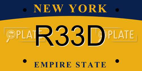 R33D New York License Plate