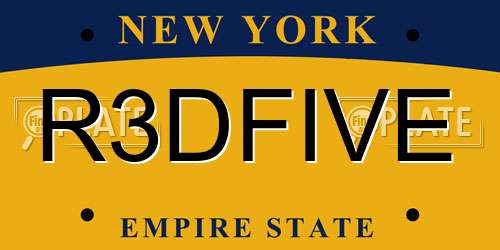 R3DFIVE New York License Plate