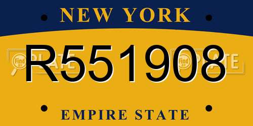 R551908 New York License Plate