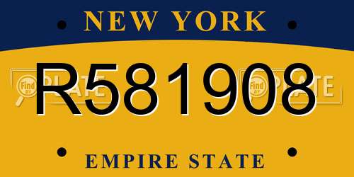 R581908 New York License Plate