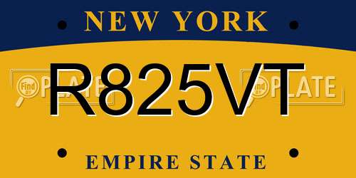 R825VT New York License Plate
