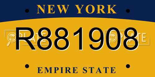 R881908 New York License Plate