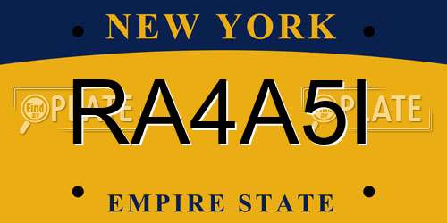 RA4A5I New York License Plate
