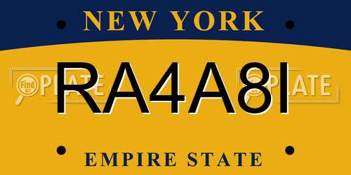 RA4A8I New York License Plate