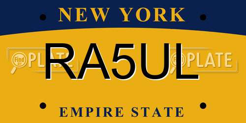 RA5UL New York License Plate
