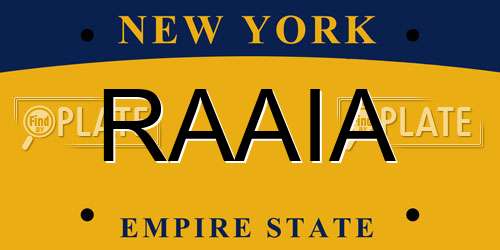 RAAIA New York License Plate