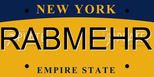 RABMEHR New York License Plate