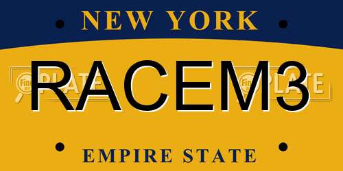 RACEM3 New York License Plate