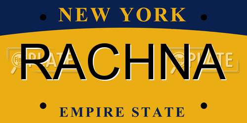 RACHNA New York License Plate