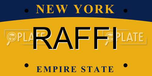 RAFFI New York License Plate
