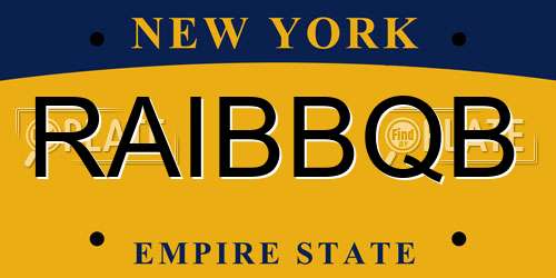 RAIBBQB New York License Plate