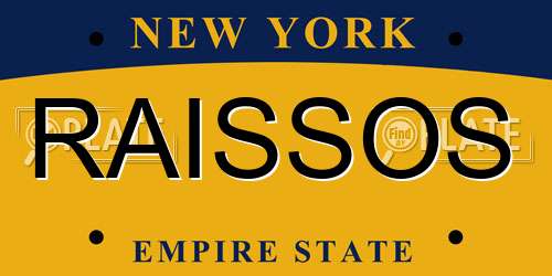 RAISSOS New York License Plate